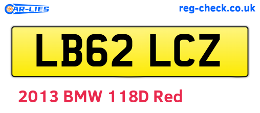 LB62LCZ are the vehicle registration plates.
