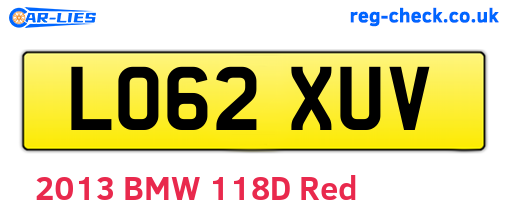 LO62XUV are the vehicle registration plates.