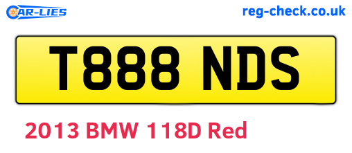 T888NDS are the vehicle registration plates.