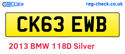CK63EWB are the vehicle registration plates.