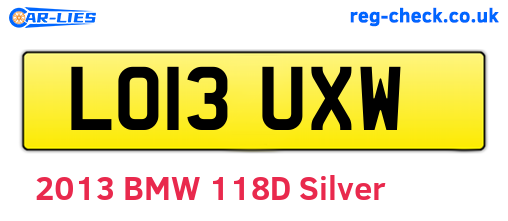 LO13UXW are the vehicle registration plates.