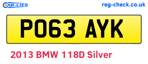 PO63AYK are the vehicle registration plates.