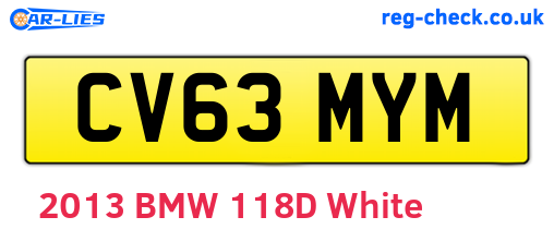 CV63MYM are the vehicle registration plates.