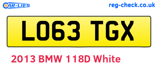 LO63TGX are the vehicle registration plates.