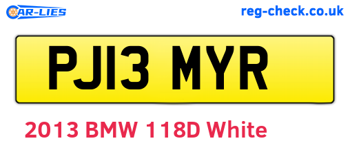 PJ13MYR are the vehicle registration plates.