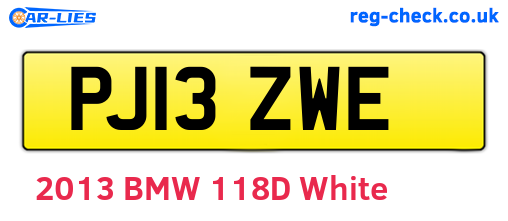 PJ13ZWE are the vehicle registration plates.