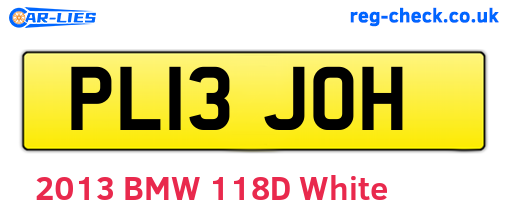 PL13JOH are the vehicle registration plates.