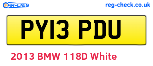 PY13PDU are the vehicle registration plates.
