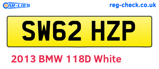 SW62HZP are the vehicle registration plates.