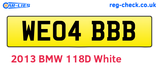WE04BBB are the vehicle registration plates.