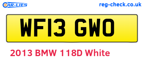 WF13GWO are the vehicle registration plates.