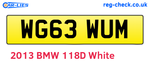 WG63WUM are the vehicle registration plates.
