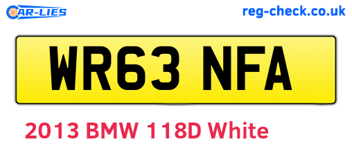 WR63NFA are the vehicle registration plates.