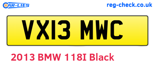 VX13MWC are the vehicle registration plates.
