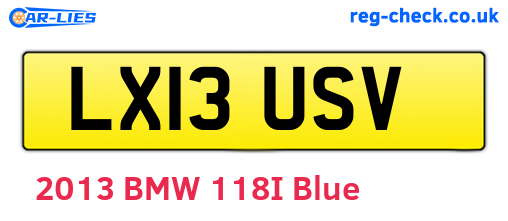 LX13USV are the vehicle registration plates.