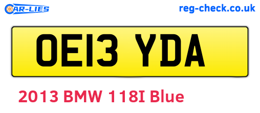OE13YDA are the vehicle registration plates.