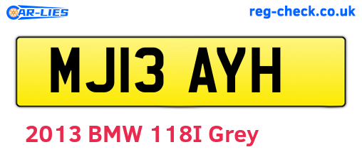 MJ13AYH are the vehicle registration plates.