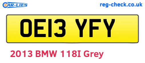 OE13YFY are the vehicle registration plates.