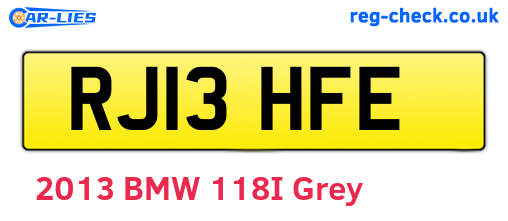 RJ13HFE are the vehicle registration plates.