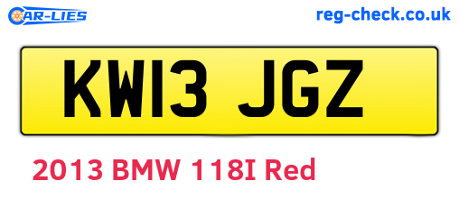 KW13JGZ are the vehicle registration plates.