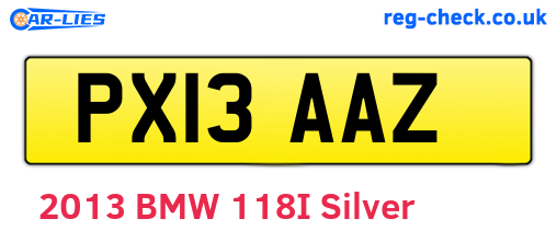 PX13AAZ are the vehicle registration plates.