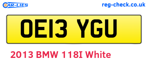 OE13YGU are the vehicle registration plates.