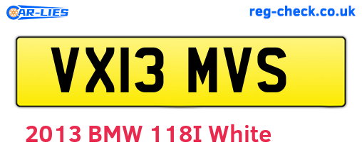 VX13MVS are the vehicle registration plates.