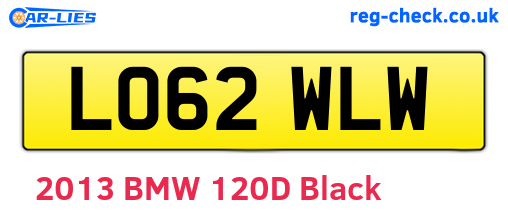 LO62WLW are the vehicle registration plates.