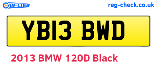 YB13BWD are the vehicle registration plates.