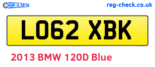 LO62XBK are the vehicle registration plates.