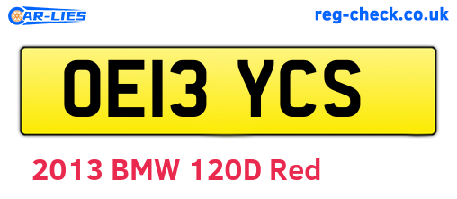 OE13YCS are the vehicle registration plates.