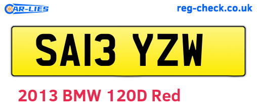 SA13YZW are the vehicle registration plates.
