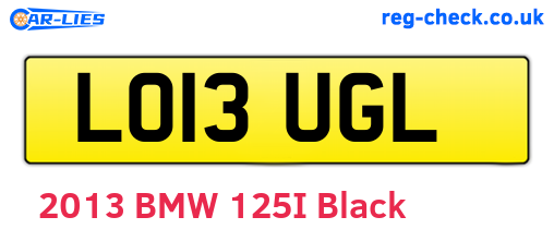 LO13UGL are the vehicle registration plates.
