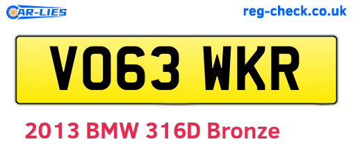 VO63WKR are the vehicle registration plates.