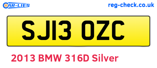 SJ13OZC are the vehicle registration plates.