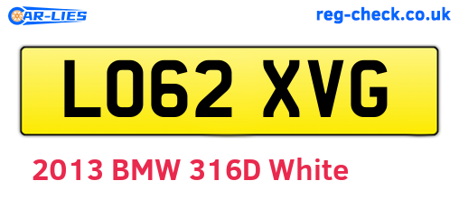 LO62XVG are the vehicle registration plates.