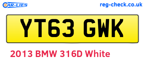 YT63GWK are the vehicle registration plates.