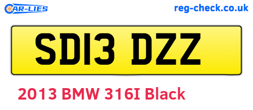 SD13DZZ are the vehicle registration plates.