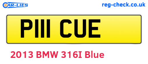 P111CUE are the vehicle registration plates.