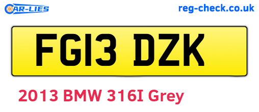 FG13DZK are the vehicle registration plates.