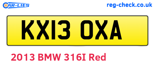 KX13OXA are the vehicle registration plates.