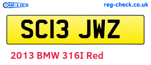 SC13JWZ are the vehicle registration plates.