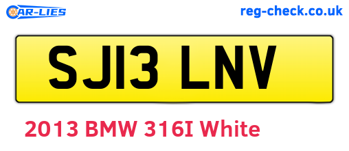 SJ13LNV are the vehicle registration plates.