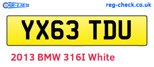 YX63TDU are the vehicle registration plates.