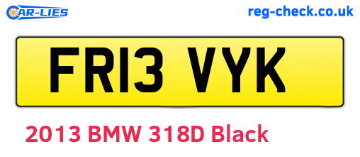 FR13VYK are the vehicle registration plates.