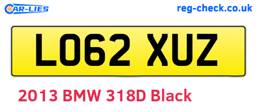 LO62XUZ are the vehicle registration plates.
