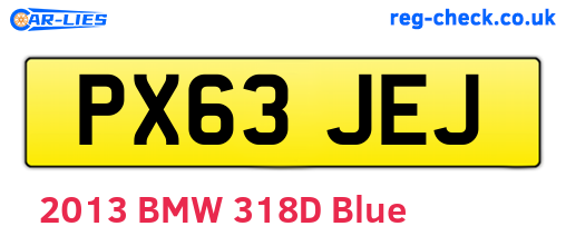 PX63JEJ are the vehicle registration plates.