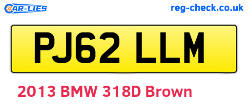 PJ62LLM are the vehicle registration plates.