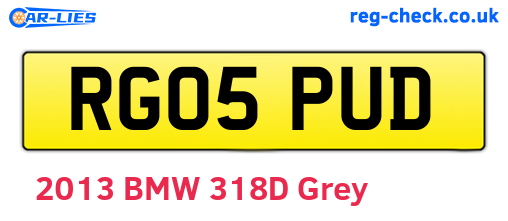 RG05PUD are the vehicle registration plates.