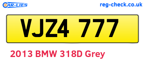 VJZ4777 are the vehicle registration plates.